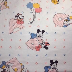 Vintage Disney baby Mickey Minnie Pluto Blanket ABC's Dundee flannel pastel 1984